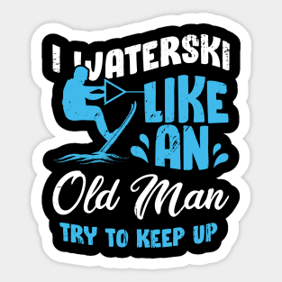 Waterski Old Man Water Ski Skiing Grandpa Gift Sticker